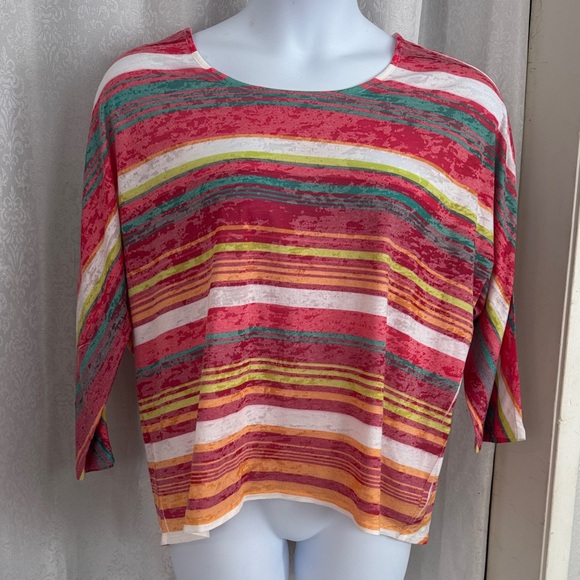 Coldwater Creek Colorful Striped Long Sleeve Top - Picture 1 of 6